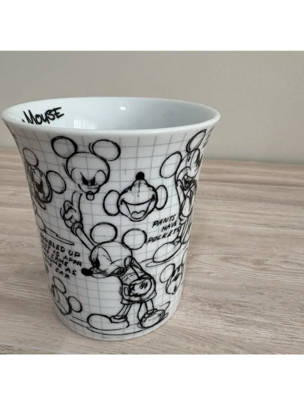 Disney Sketchbook Mickey Mouse Black White Ceramic Mug 2008